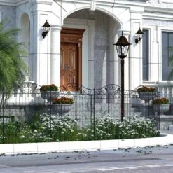 Outsunny Garden Decorative Fence 4 Panels 44in X 12ft - Black - 844-367