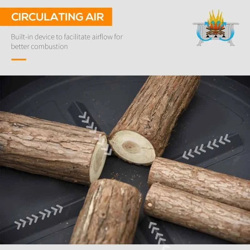 Outsunny Outdoor Fire Pit - Black/Brown - 842-172 - Image 9