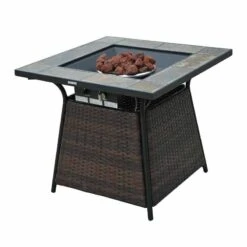 Outsunny Rattan Gas Fire Pit Brown/Black - 867-006