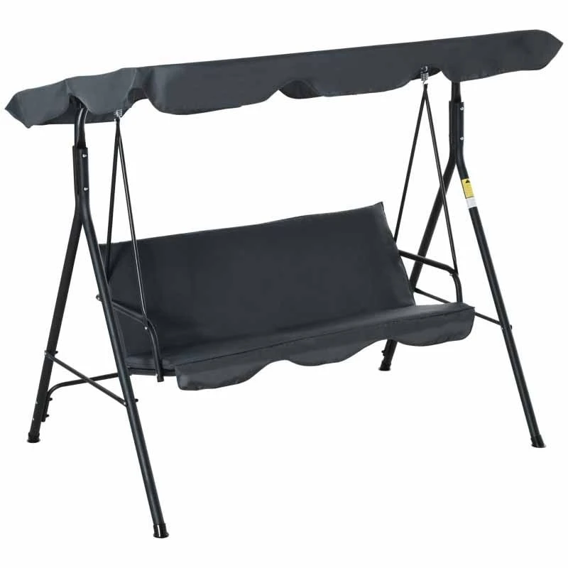 Outsunny 3-Seater Hammock Swing Chair With Canopy - Dark Grey - 84A-054V02GY - Image 9