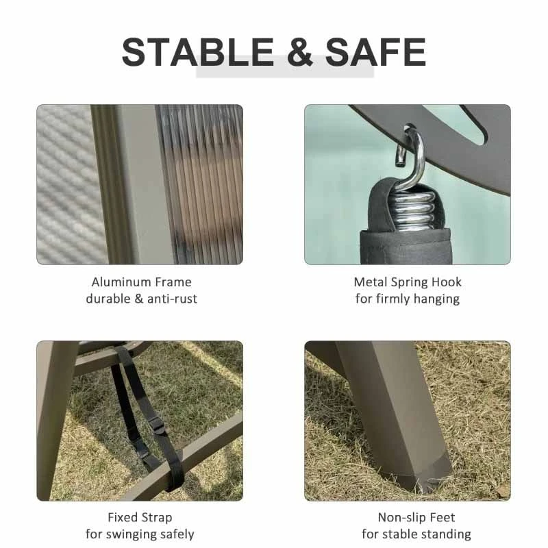 Outsunny 3 Seater Rattan Garden Swing Chair - Brown - 84A-200 - Image 6