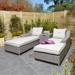 Rowlinson Prestbury Twin Sun Lounger Natural Stone - NSPRESUN