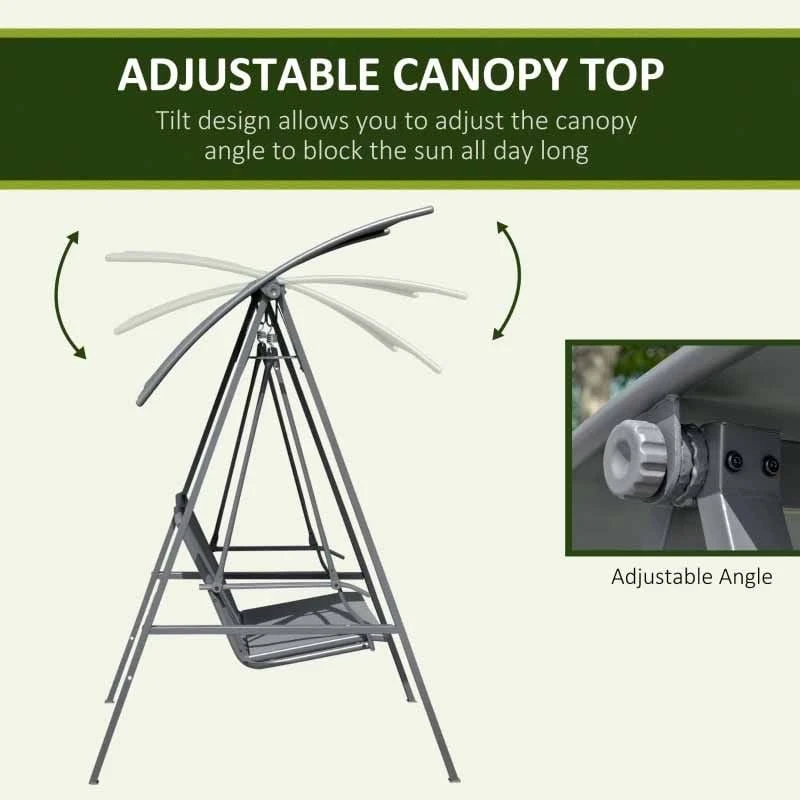 Outsunny 2 Seater Garden Swing Chair With Canopy - Dark Grey - 84A-251CG - Image 9