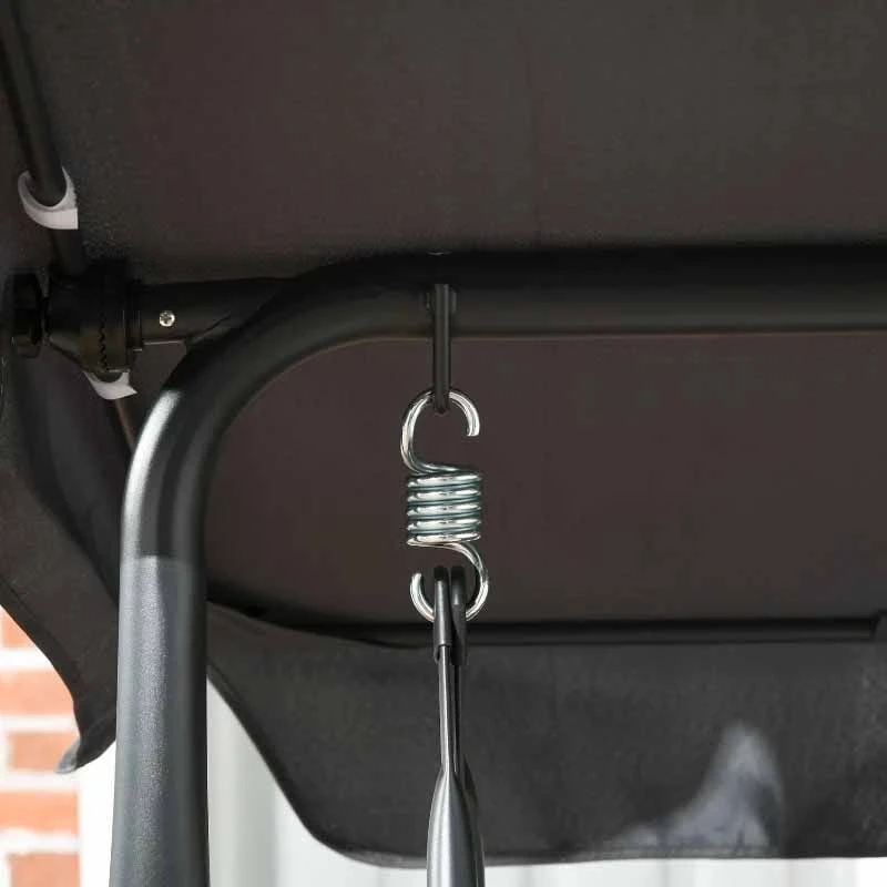 Outsunny 3 Seater Rattan Swing Chair With Canopy - Brown / Grey - 84A-277V00CG - Image 7