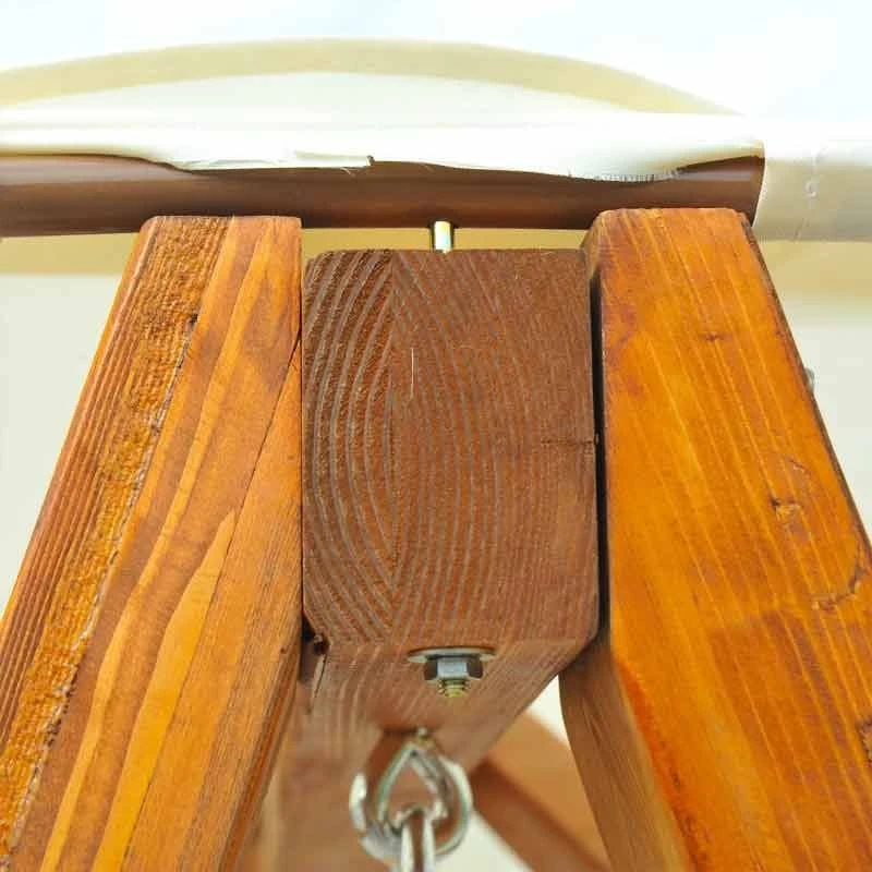 Outsunny 2-Seater Larch Wood Swing Chair - Cream - 01-0303 - Image 3