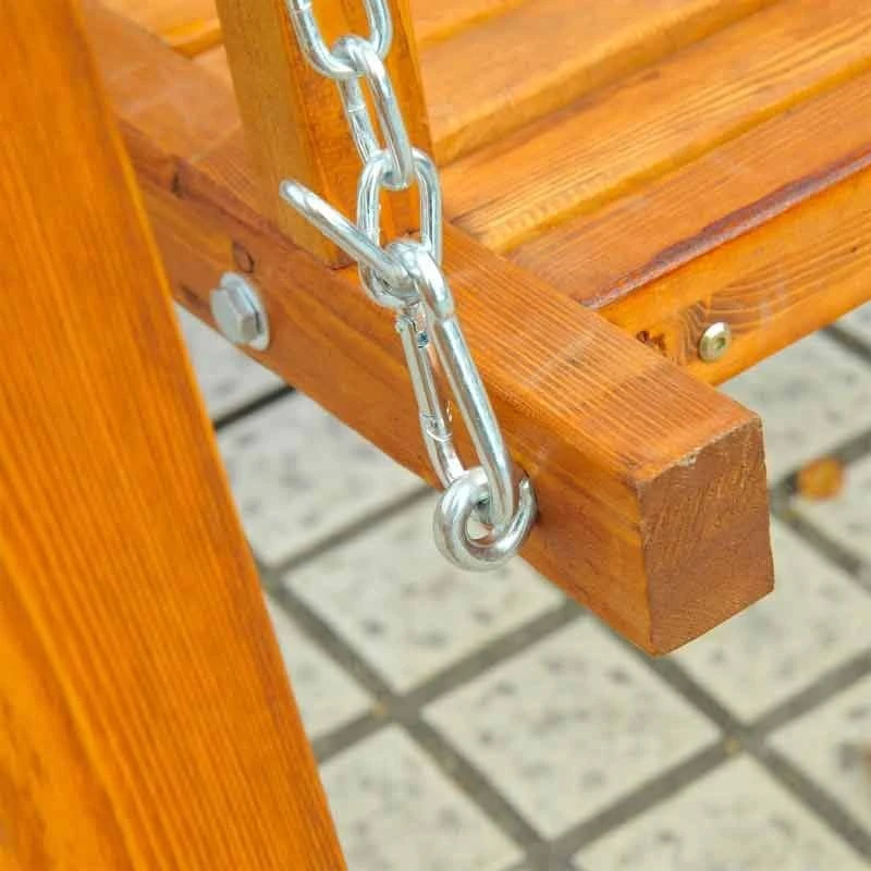 Outsunny 2-Seater Larch Wood Swing Chair - Cream - 01-0303 - Image 4