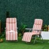 Outsunny 2-Piece Reclining Sun Lounger Set - With Cushions - Pink/White - 01-0711