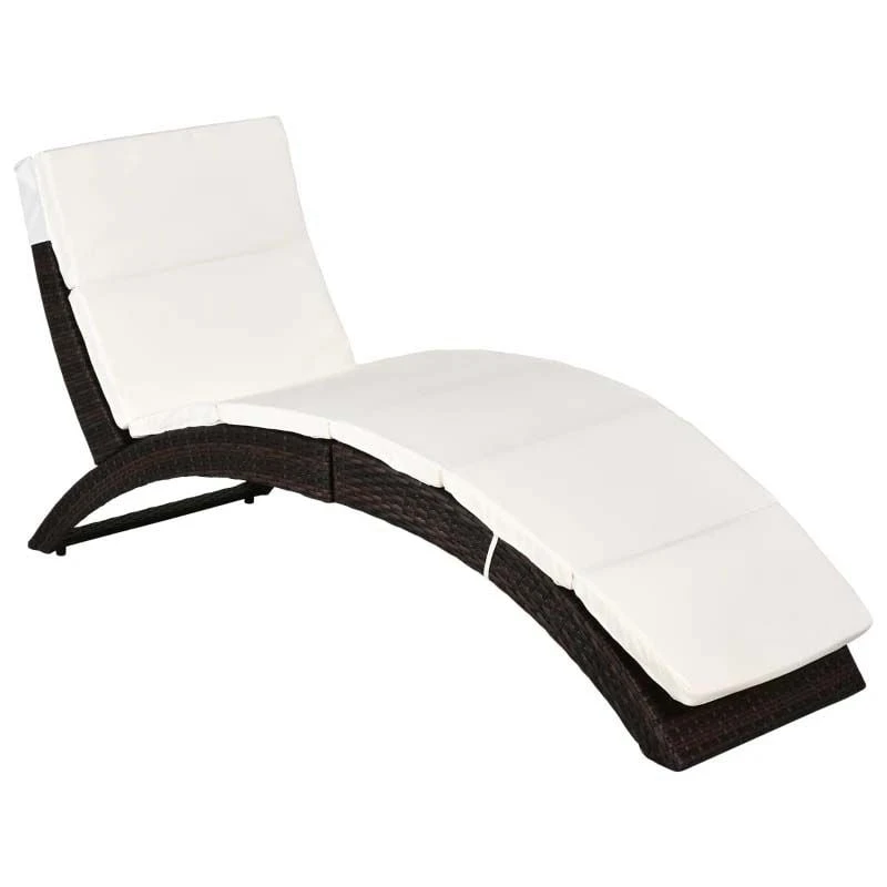 Outsunny Rattan Sun Lounger - Brown/Cream - 01-0800 - Image 3