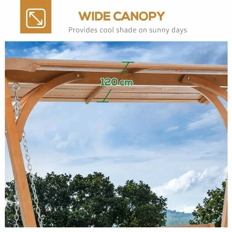 Outsunny 3-Seater Larch Wood Swing Chair - Teak - 01-0863 - Image 8