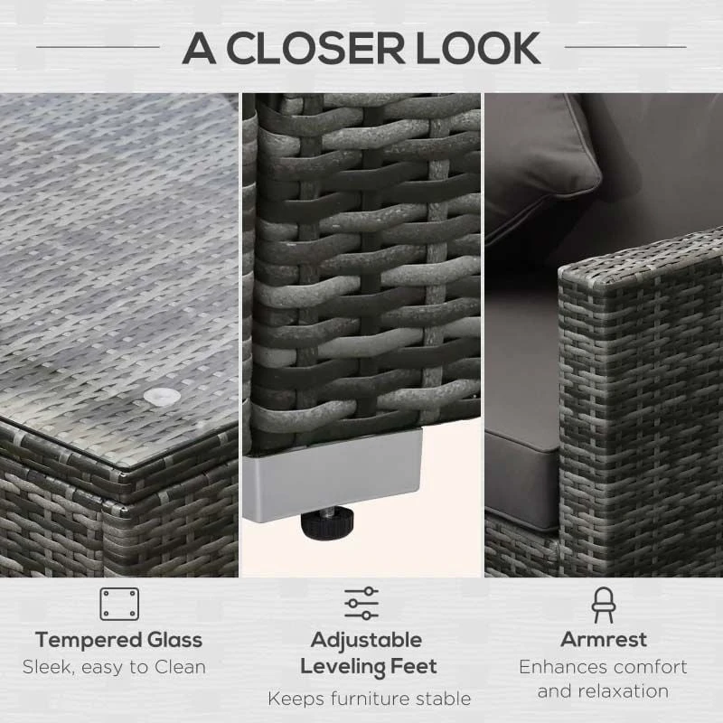 Outsunny 5-Seater Rattan Garden Furniture Set - Brown/Grey - 841-096V70 - Image 6