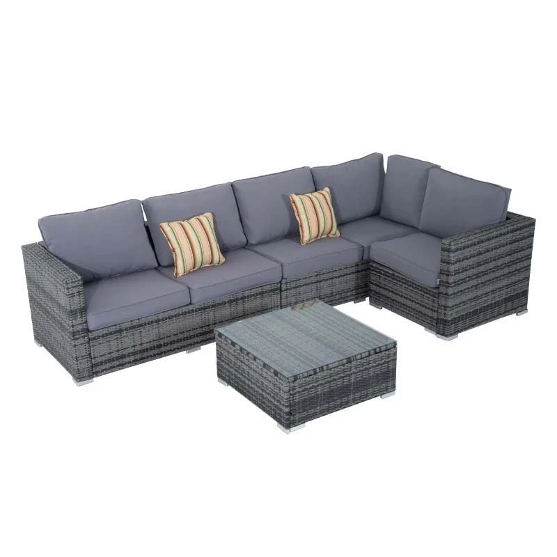 Outsunny 4 Piece Rattan Garden Furniture Set - Grey - 841-158 - Image 2