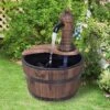 Outsunny Fir Wood Barrel Pump Water Feature With Flower Planter 27x37Hcm - Brown - 844-217V01
