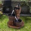 Outsunny Fir Wood 3 Barrel Water Feature With Electric Pump - Brown - 844-271V70