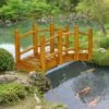 Outsunny Wooden Garden Bridge With Safety Railings - Brown - 844-616V00BN
