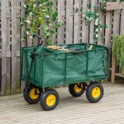 Outsunny 342 Litre Garden Trolley With Tipper - Green - 845-637