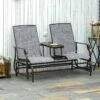 Outsunny 2-Seat Metal Texteline Garden Rocking Chair - Grey - 84A-011