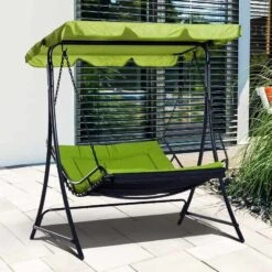 Outsunny 2 Seater Garden Swing Seat Bed - Green - 84A-072GN