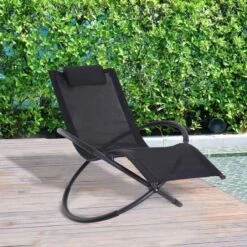 Outsunny Steel Garden Rocking Chair - Black - 84A-079BK