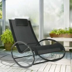 Outsunny Garden Rocking Chair - Black - 84A-090
