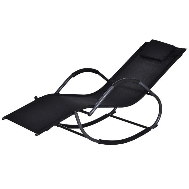 Outsunny Rocking Sun Lounger - Black - 84A-120V70BK - Image 2