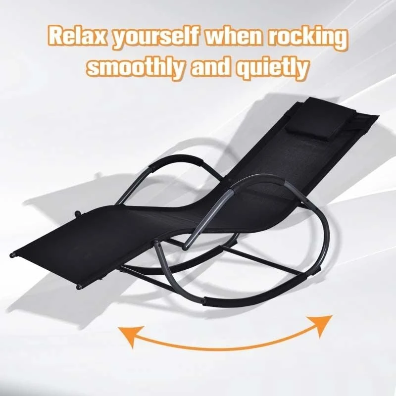 Outsunny Rocking Sun Lounger - Black - 84A-120V70BK - Image 7