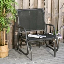 Outsunny Garden Rocking Chair - Black - 84A-148