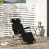 Outsunny Reclining Sun Lounger With Pillow - Black - 84B-043BK