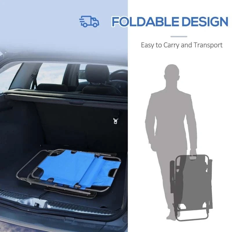 Outsunny Reclining Sun Lounger With Pillow - Blue - 84B-043BU - Image 5