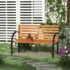 Outsunny Garden Bench 1220x600x800mm - Steel/Wood - 84B-188