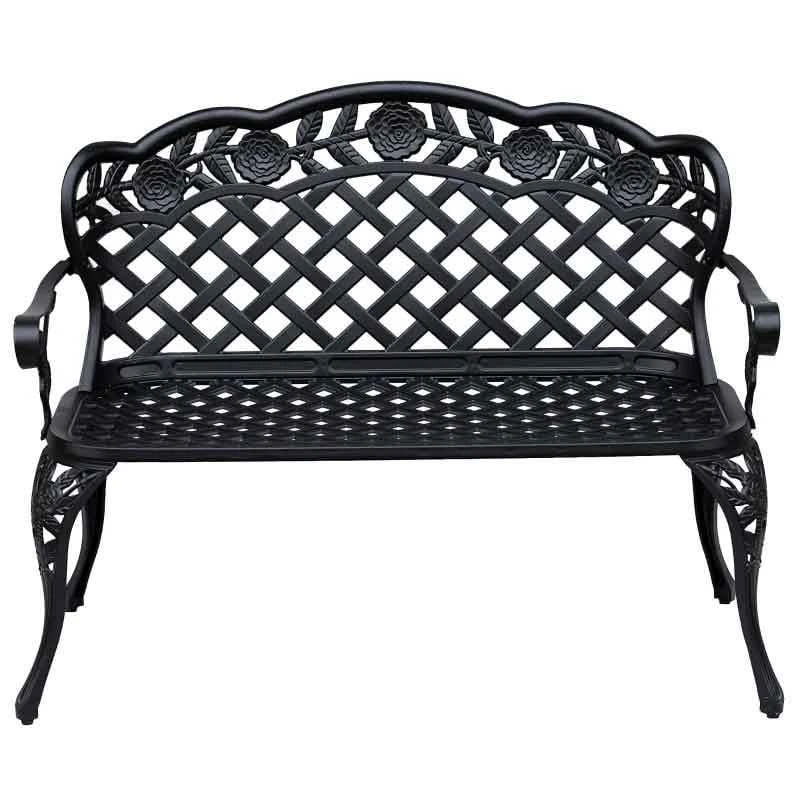 Outsunny Cast Aluminium Garden Bench - Black - 84B - 189 - Image 2