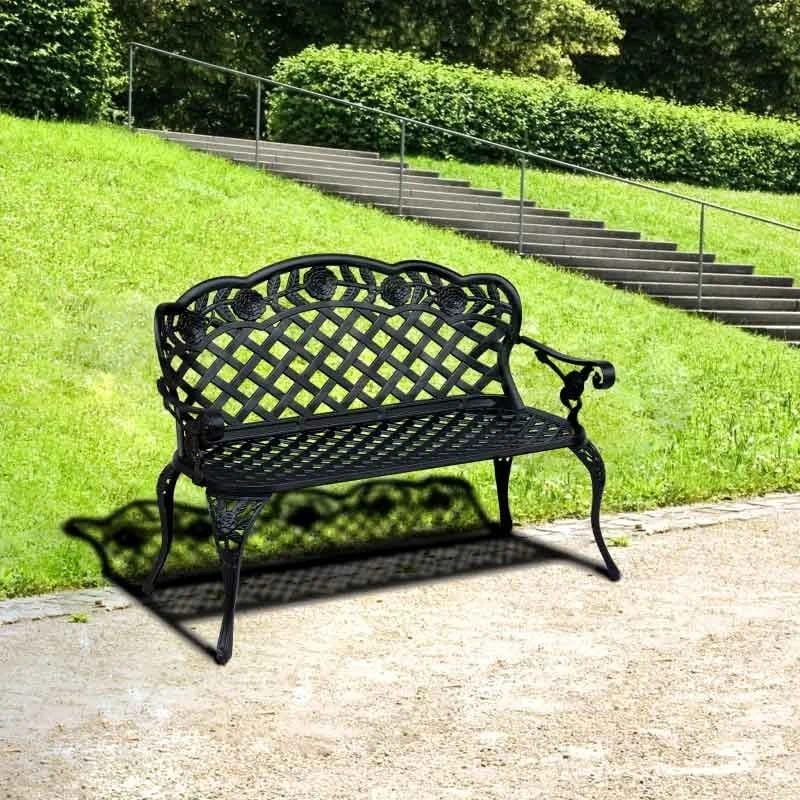Outsunny Cast Aluminium Garden Bench - Black - 84B - 189 - Image 10