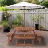 Outsunny 8-Seater Round Garden Picnic Table Set - Fir Wood - 84B-192