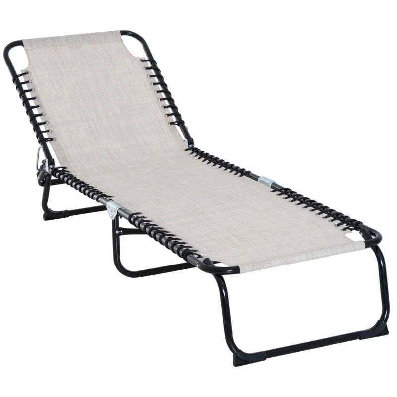 Outsunny Reclining Sun Lounger - White - 84B-206CW - Image 2