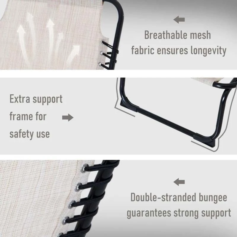 Outsunny Reclining Sun Lounger - White - 84B-206CW - Image 6