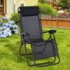 Outsunny Reclining Sun Lounger With Pillow - Black - 84B-227BK
