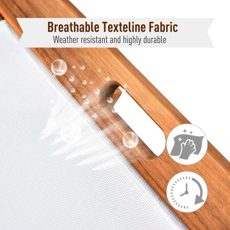 Outsunny Wooden Reclining Sun Lounger - White - 84B-325 - Image 5