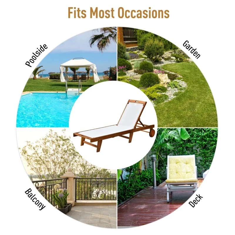 Outsunny Wooden Reclining Sun Lounger - White - 84B-325 - Image 7