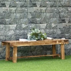 Outsunny 2-Seater Wooden Garden Bench - Carbonised - 84B-362CF