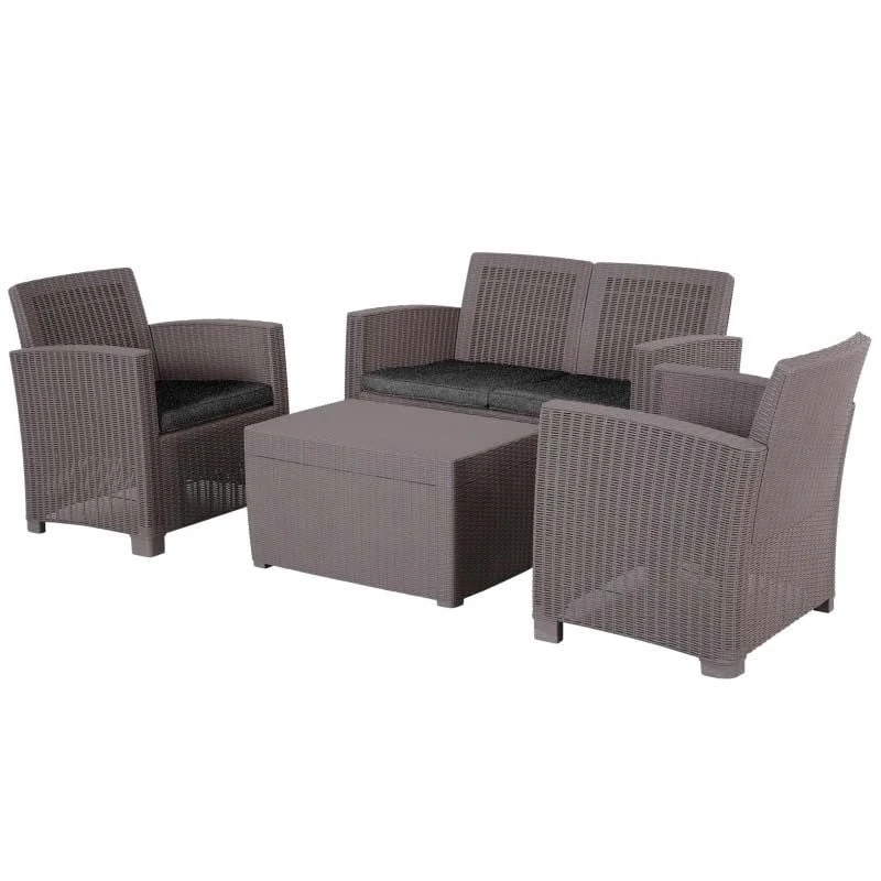 Outsunny 4-Seater Rattan Garden Furniture Set - Grey - 84B-372GY - Image 2