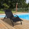 Outsunny Reclining Sun Lounger With Pillow - Black - 84B-447V70BK