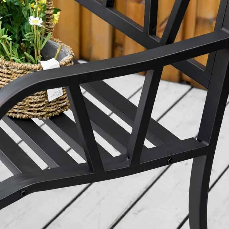 Outsunny 2 Seater Metal Garden Bench - Black - 84B-478 - Image 8