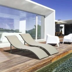 Outsunny 2 Piece Sun Lounger Set - Khaki - 84B-540CF