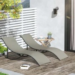 Outsunny 2 Piece Sun Lounger Set - Grey - 84B-540GY