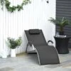 Outsunny Sun Lounger With Pillow - Black - 84B-572BK