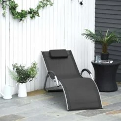 Outsunny Sun Lounger With Pillow - Black - 84B-572BK