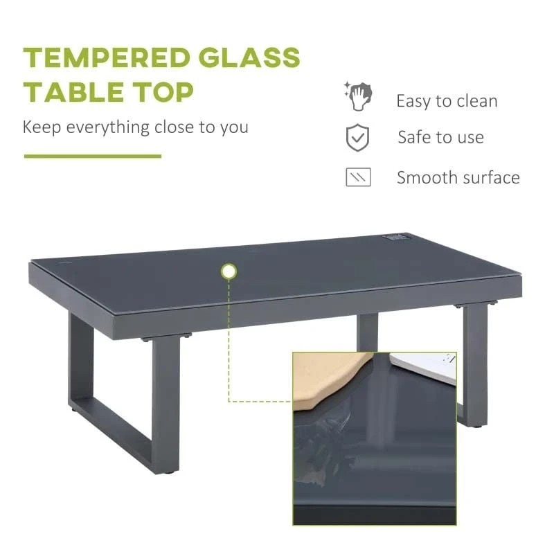 Outsunny 4-Seater Metal Garden Furniture Set - Grey - 84B-640 - Image 6