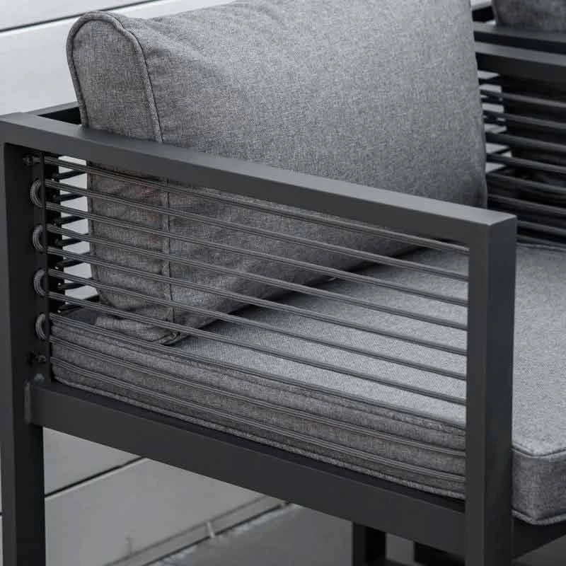 Outsunny 9 Piece Garden Dining Aluminium Cube Table Chairs & Footstool Set - Grey - 84B-657 - Image 8