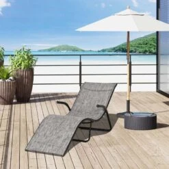 Outsunny Garden Sun Lounger - Grey - 84B-669