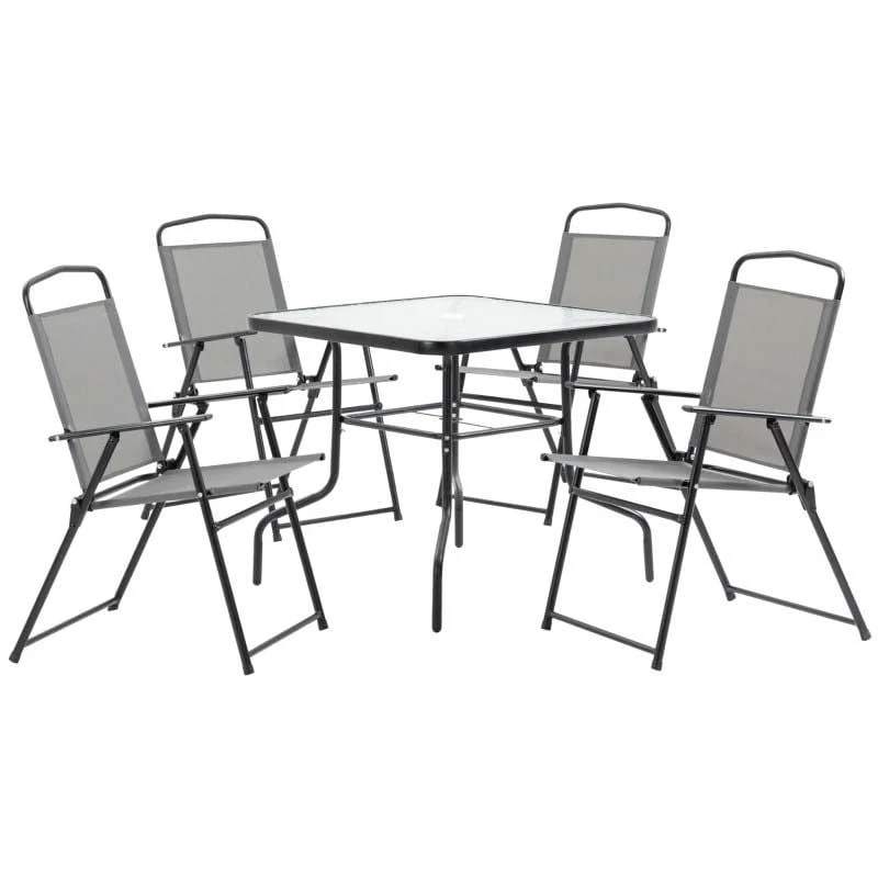 Outsunny 5 Piece Garden Furniture Dining Set - Black - 84B-697GY - Image 2