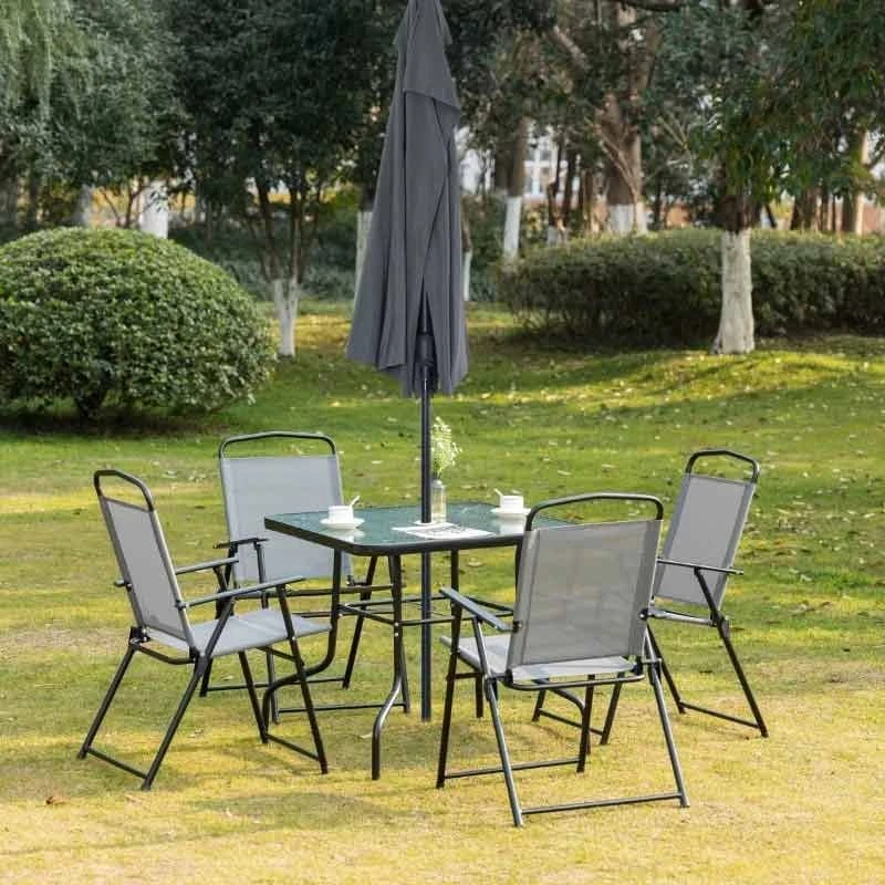 Outsunny 5 Piece Garden Furniture Dining Set - Black - 84B-697GY - Image 9